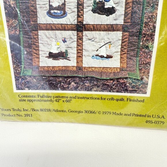 Busy Bunny Crib‎ Quilt Pattern Yours Truly Vintage 70s Machine Applique - Picture 5 of 8